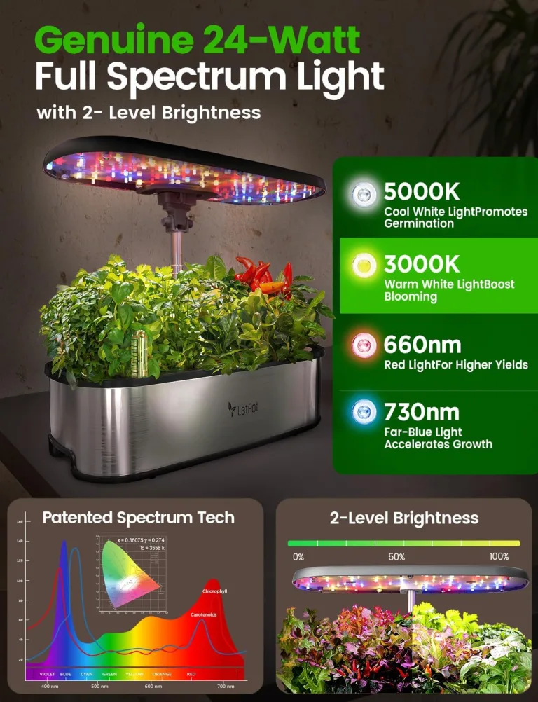 LETPOT LPH-SE WiFi Hydroponisches Anzuchtsystem, 12 Hülsen Smart Herb Garden Kit für Innenräume, Indoor Garten mit 24W LED Wachstumslicht, 5,5L Wassertank, Pumpsystem, automatischer Timer – Bild 6