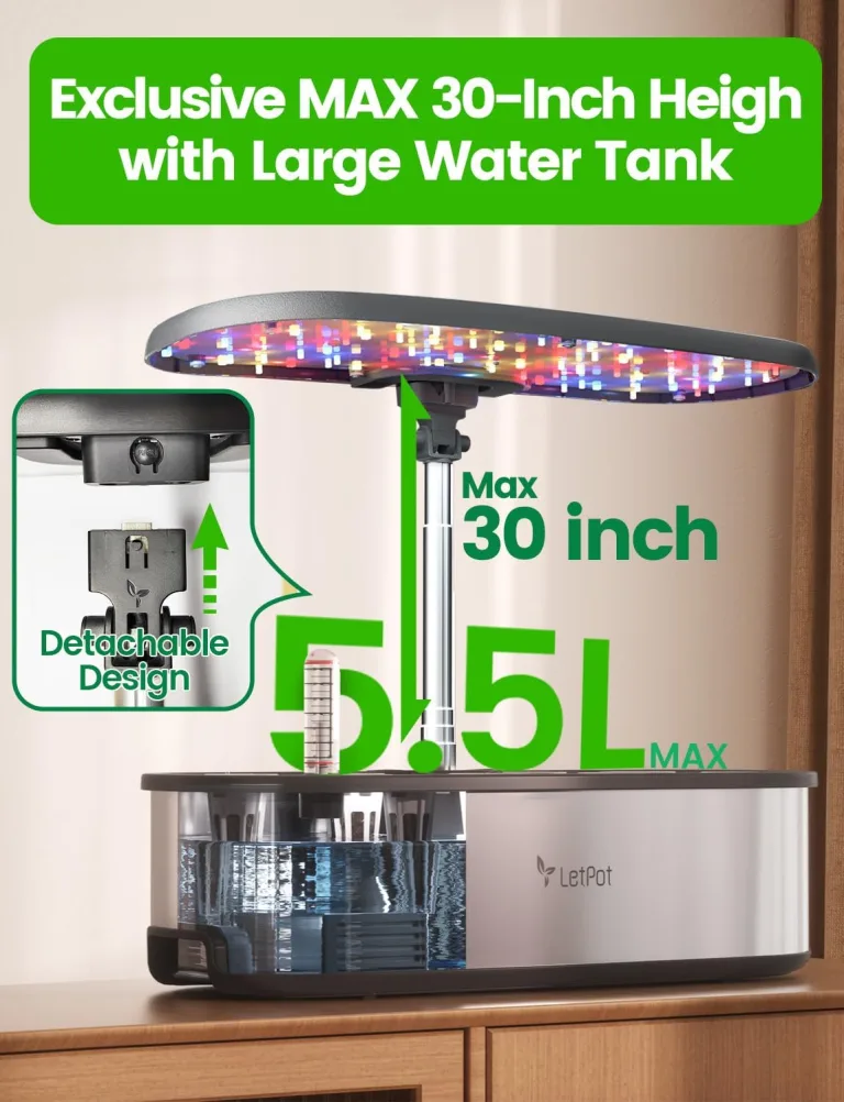 LETPOT LPH-SE WiFi Hydroponisches Anzuchtsystem, 12 Hülsen Smart Herb Garden Kit für Innenräume, Indoor Garten mit 24W LED Wachstumslicht, 5,5L Wassertank, Pumpsystem, automatischer Timer – Bild 7