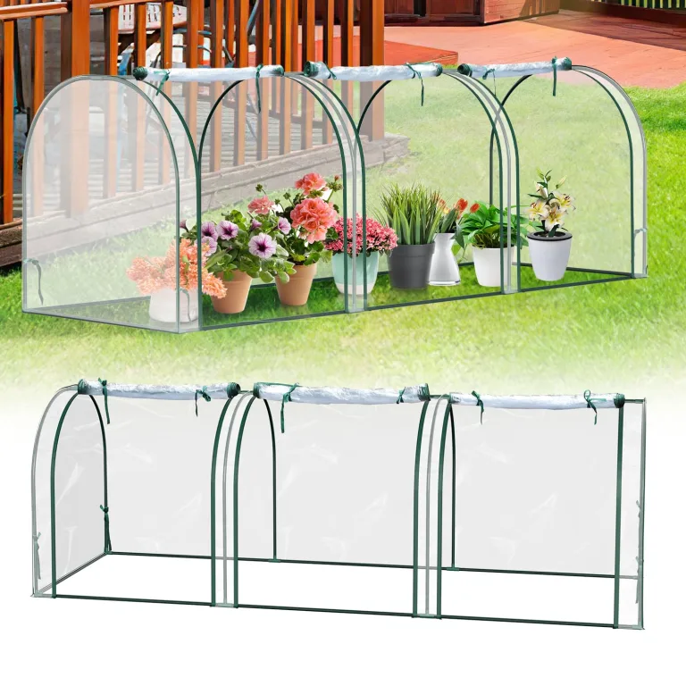 Gewächshaus mit 135 g PE-Folie Foliengewächshaus 195x143x143CM Stahlrohr 16 mm Durchmesser, aufrollbare Tür, Tomatenhaus begehbares Treibhaus, Pflanzenhaus für Garten, Grün – Bild 6