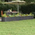 vidaXL Hochbeet, Wetterfestes Hochbeet für Garten Balkon Terrasse, Kräuterhochbeet zum Selber Bauen, Pflanzkasten aus Metall, Verzinkter Stahl Anthrazit - Thumbnail 2
