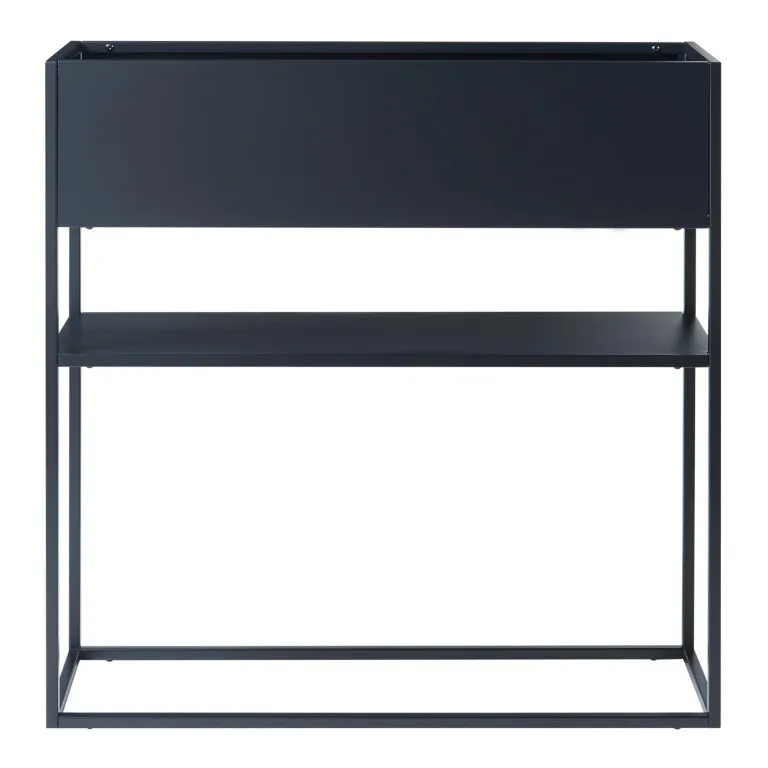 [en.casa] Blumenständer Joensuu Hochbeet mit Ablage Pflanzkübel Kräuterbeet Blumenkasten Pflanzkasten aus Stahl 80 x 80 x 25 cm Schwarz für drinnen und draußen – Bild 6