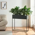 [en.casa] Blumenständer Joensuu Hochbeet mit Ablage Pflanzkübel Kräuterbeet Blumenkasten Pflanzkasten aus Stahl 80 x 80 x 25 cm Schwarz für drinnen und draußen - Thumbnail 8