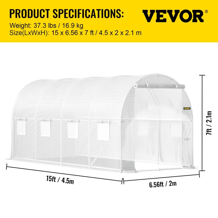 VEVOR Gewächshaus 4,6x2,1x2,1m Frühbeet Foliengewächshaus Verzinkter Stahlrahmen und PE Abdeckung Treibhaus Wasserdicht und UV-beständig Tomatengewächshaus Ideal für Anbau von Gemüse Blumen – Bild 7