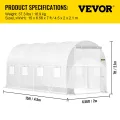 VEVOR Gewächshaus 4,6x2,1x2,1m Frühbeet Foliengewächshaus Verzinkter Stahlrahmen und PE Abdeckung Treibhaus Wasserdicht und UV-beständig Tomatengewächshaus Ideal für Anbau von Gemüse Blumen - Thumbnail 7
