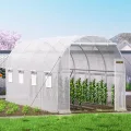 VEVOR Gewächshaus 4,6x2,1x2,1m Frühbeet Foliengewächshaus Verzinkter Stahlrahmen und PE Abdeckung Treibhaus Wasserdicht und UV-beständig Tomatengewächshaus Ideal für Anbau von Gemüse Blumen - Thumbnail 8