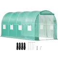 VEVOR Gewächshaus 4,6x2,1x2,1m Frühbeet Foliengewächshaus Verzinkter Stahlrahmen und PE Abdeckung Treibhaus Wasserdicht und UV-beständig Tomatengewächshaus Ideal für Anbau von Gemüse Blumen - Thumbnail 10