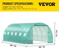 VEVOR Bogendach Gewächshaus 6,1x3x2,1m Foliengewächshaus Verzinkter Stahlrahmen und PE Abdeckplane Treibhaus Tunnel Wasserdicht und UV-beständig Tomatengewächshaus Ideal für Anbau von Gemüse Blumen - Thumbnail 7