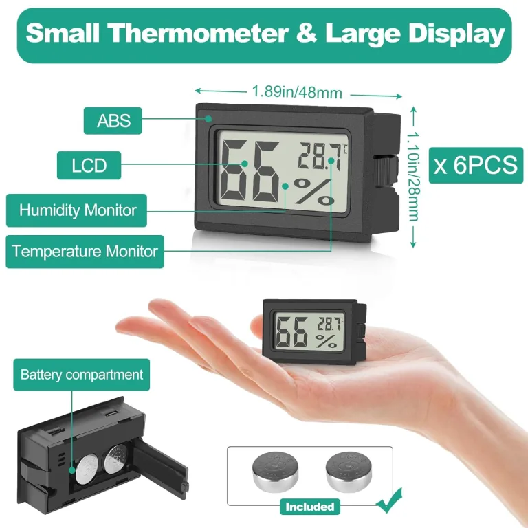 6er Set Vaikby Digital Indoor Thermometer Hygrometer, LCD Room Hygrometer Innen, Temperature Humidity Meter Luftfeuchtigkeitsmesser for Home Office Greenhouse – Bild 4