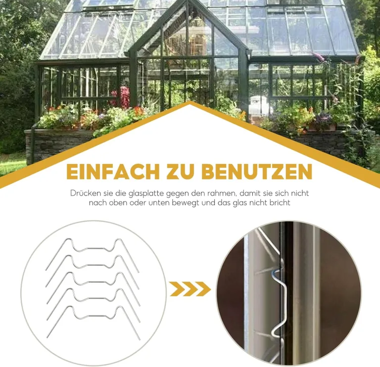 Gewächshaus Klammern, 100 Stück, Hohlkammerplatte Befestigung W Rostfreier Stahl, Ersatzteile für Gewächshaus, für Gewächshausplatten Hohlkammerplatte Glashaus, Silber – Bild 5