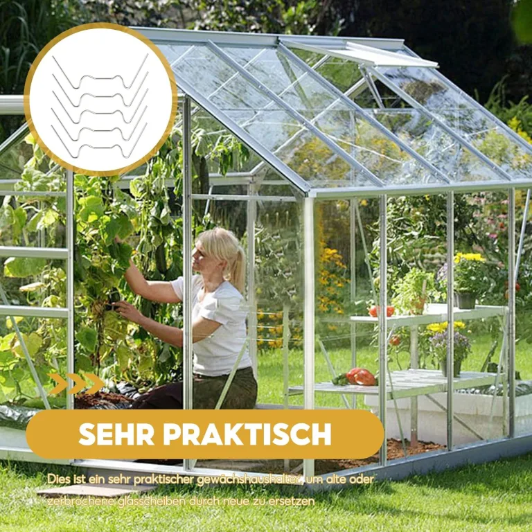 Gewächshaus Klammern, 100 Stück, Hohlkammerplatte Befestigung W Rostfreier Stahl, Ersatzteile für Gewächshaus, für Gewächshausplatten Hohlkammerplatte Glashaus, Silber – Bild 4