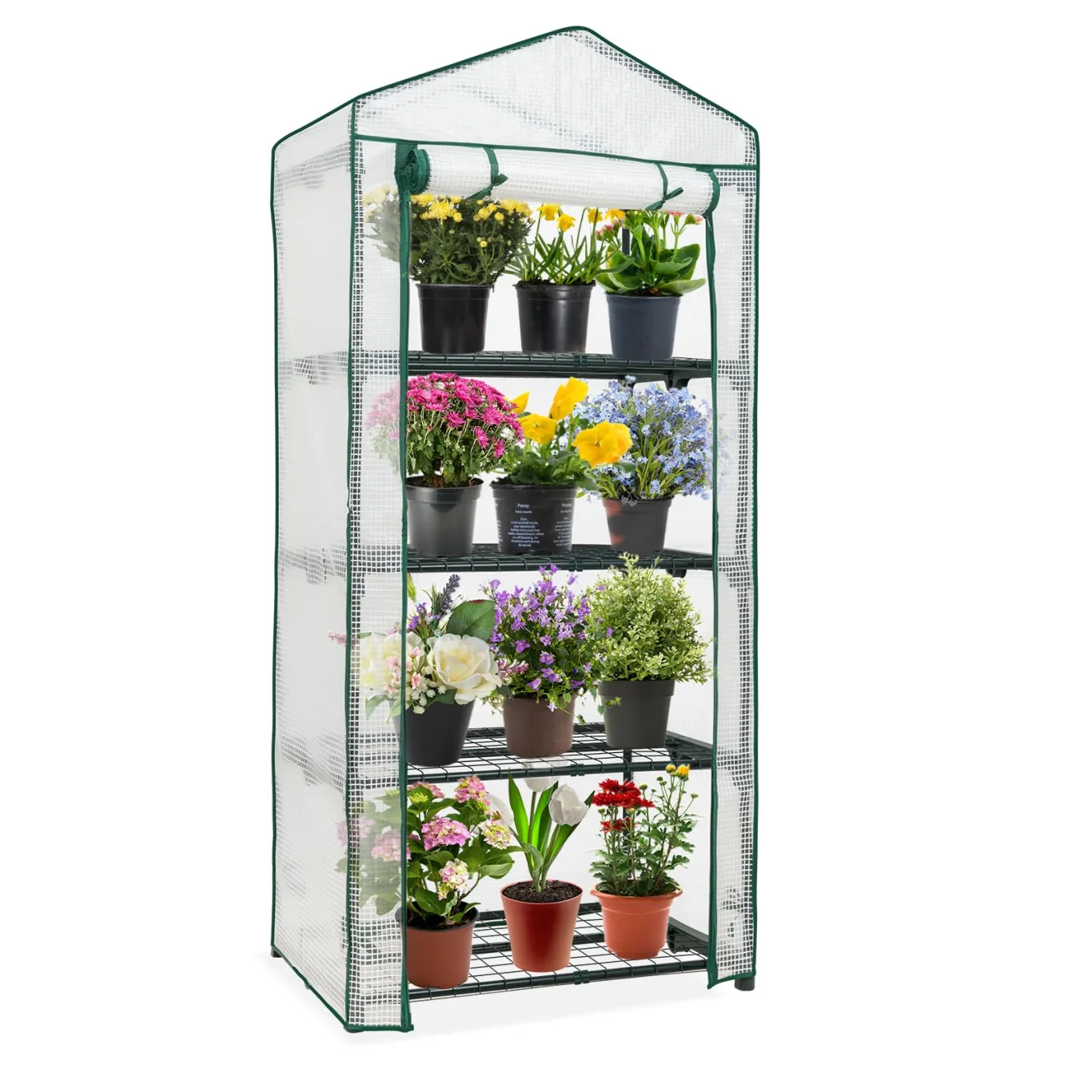 EAGLE PEAK Mini-Gewächshaus mit 4 Ebenen, tragbares Gewächshaus mit Regalen und wetterbeständiger PE-Abdeckung, kleines Gewächshaus für Setzlinge & Gartengeschenke, 68,6 x 48,3 x 162,6 cm, transparent - Bild 1