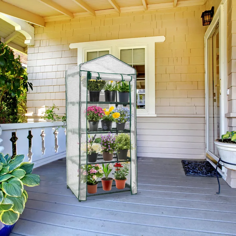 EAGLE PEAK Mini-Gewächshaus mit 4 Ebenen, tragbares Gewächshaus mit Regalen und wetterbeständiger PE-Abdeckung, kleines Gewächshaus für Setzlinge & Gartengeschenke, 68,6 x 48,3 x 162,6 cm, transparent – Bild 5