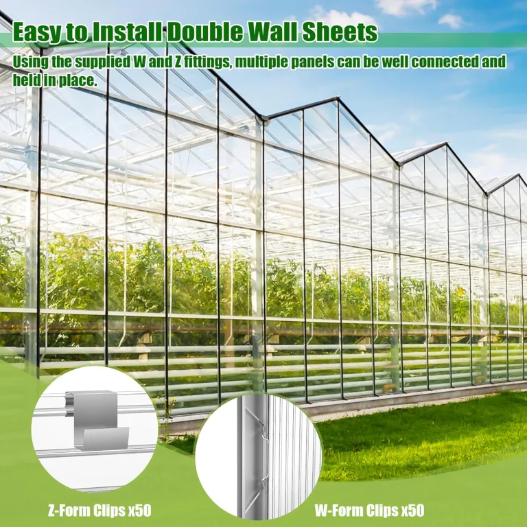 4mm Klar Stegplatten Set 14x Polycarbonat Hohlkammerstegplatten Total 10,25m² UV-beständigem Gewächshausplatten Schneidbar Doppelstegplatten für den Bau von Carports, Gewächshäuse – Bild 5