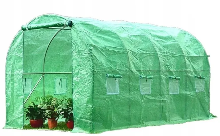 BDW Gewächshaus - Foliengewächshaus - Tomatengewächshaus - 200 cm hoch - mit robustem Metallgestell, Gitterfolie und Fenster - Tomatenhaus, Folientunnel - mit Kunststoffabdeckung - 2,5x4m – Bild 1