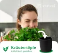 Novaliv Stilvolle Kräuterstation 3er Set mit Holzunterlage - Kräutertopf für Jede Fensterbank, Für frische Küchenkräuter, Kräutergarten für die küche, Kräuterbeet Indoor, Blumenkasten, Pflanzentopf - Thumbnail 7