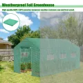 300x200x200cm Frostschutz Gartengewächshäuser aus Stahlrohren, 6㎡ Begehbares Tomatenhaus mit Satteldach, Rolltor mit Reißverschluss & Fenstern, Winterfest HDPE Foliengewächshaus für Garten - Thumbnail 5