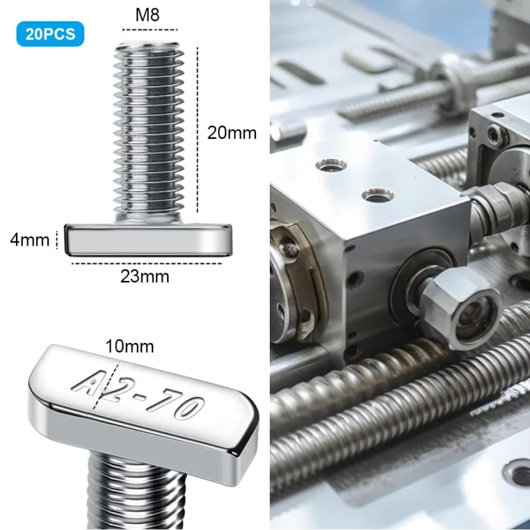 20 Stück Hammerkopfschrauben Set, T Hammerkopfschrauben, M8 x 20 mm, Schrauben mit Sperrzahnmuttern Flanschmuttern für PV Solar Montageschienen Gewächshaus und Photovoltaik – Bild 4