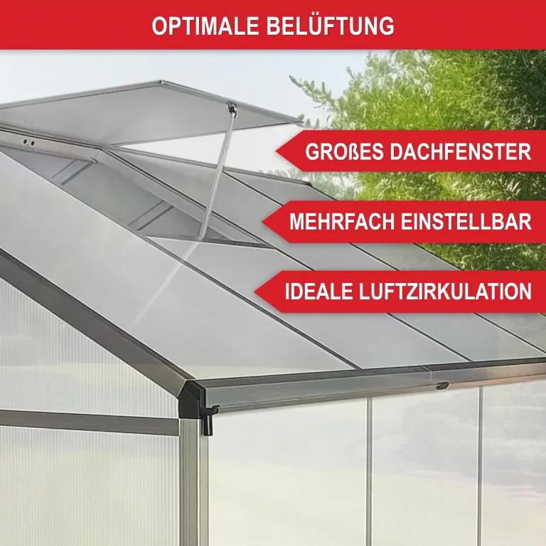 ONBEST stabiles Aluminium Gewächshaus mit Dachfenster – Garten Frühbeet ideal für die Anzucht von Tomaten Blumen – vielseitig nutzbar als Treibhaus, Tomatengewächshaus Pflanzenhaus (M) – Bild 6
