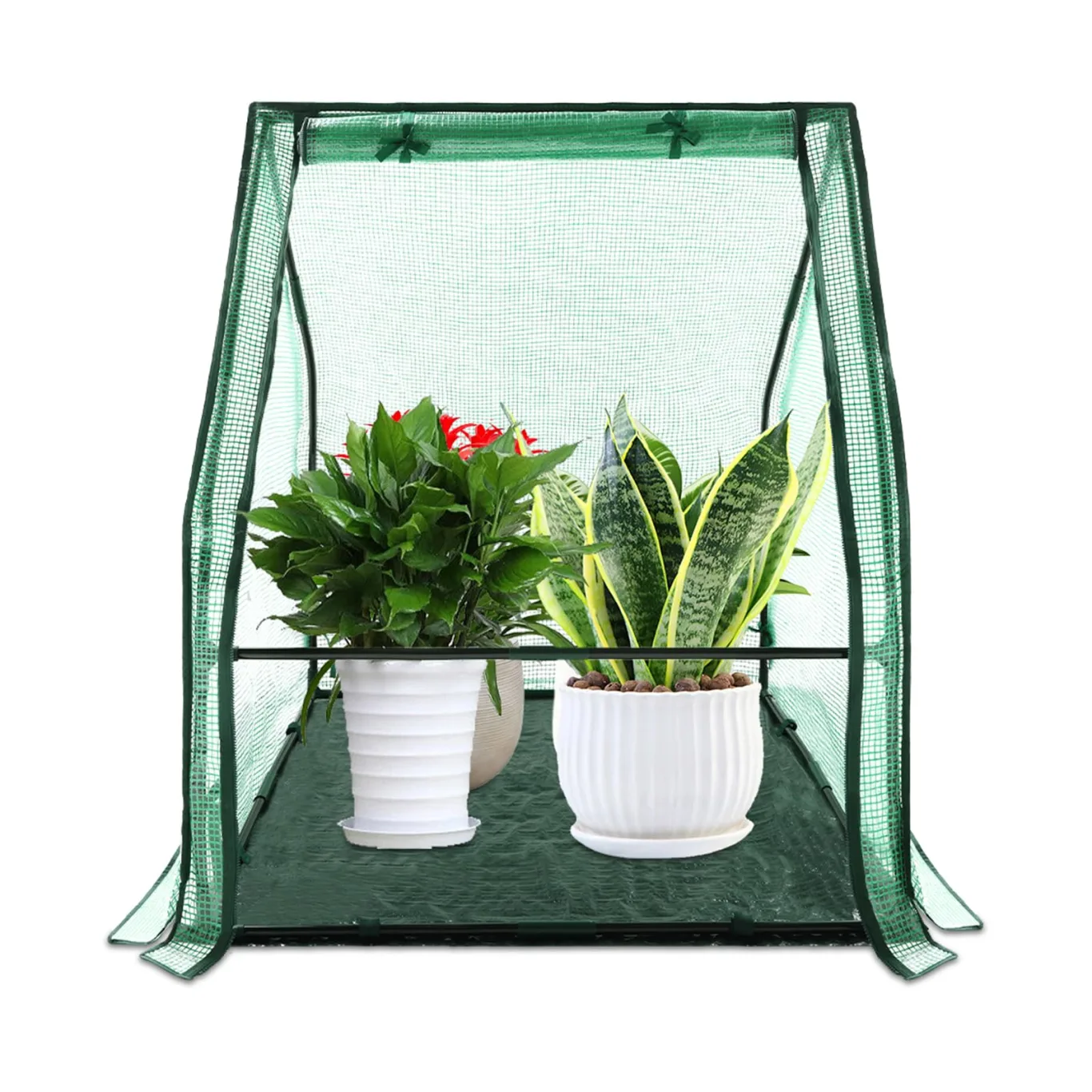 U'Artlines Tragbares Mini-Gewächshaus, kleines Gewächshaus mit wasserdichter Unterlage, 91,4 x 91,4 x 107,7 cm, Pflanzenabdeckung, Zelt für Garten, kleine Pflanzen, drinnen und draußen, grünes PE - Bild 1