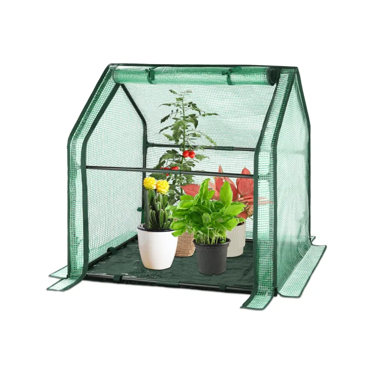 U'Artlines Tragbares Mini-Gewächshaus, kleines Gewächshaus mit wasserdichter Unterlage, 91,4 x 91,4 x 107,7 cm, Pflanzenabdeckung, Zelt für Garten, kleine Pflanzen, drinnen und draußen, grünes PE – Bild 10