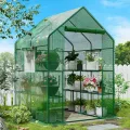 SPECILITE Begehbares Gewächshaus, 142 x 142 x 190 cm, robustes kleines Pflanzenhaus mit dicker PE-Abdeckung und Stahlrahmen, für Garten, Außen, Innenbereich, Weiß - Thumbnail 9