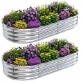 2 Stück Hochbeet Metall 180×90×29 cm Verzinktem Hochbeet für Gemüse Blumen und Kräuter im Garten (180 * 90 * 29 cm, mit Rankhilfe) - Thumbnail 8