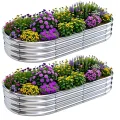 2 Stück Hochbeet Metall 180×90×29 cm Verzinktem Hochbeet für Gemüse Blumen und Kräuter im Garten (180 * 90 * 29 cm, mit Rankhilfe) - Thumbnail 1