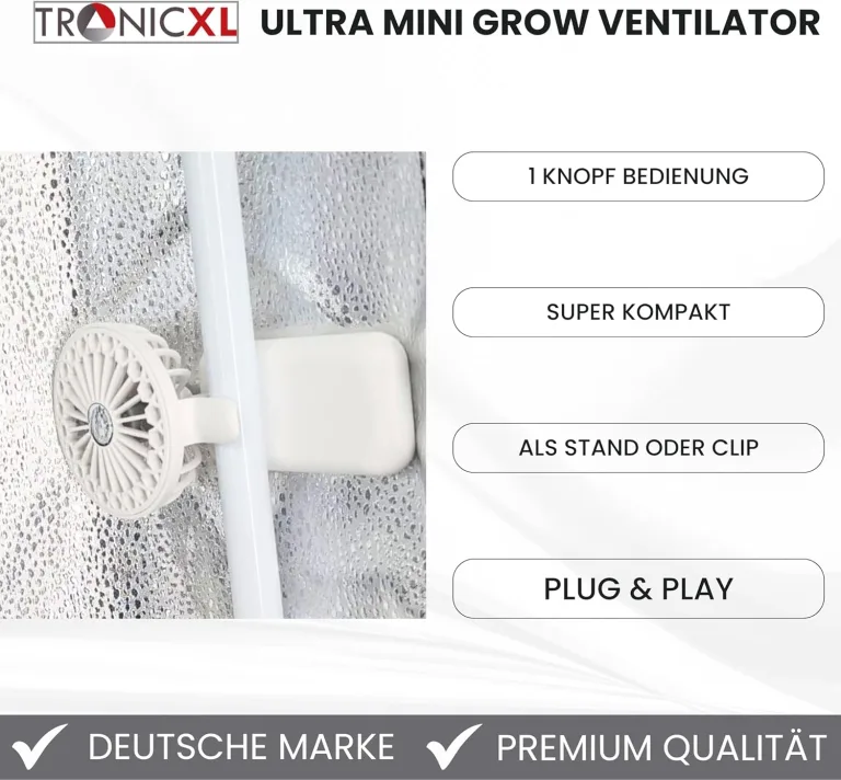 2 Stück Mini USB Ventilator Grow mit Clip Klipp Klemme Klemmventilator I Clipventilator für Zimmergewächshaus Gewächshaus klein Growbox – Bild 4