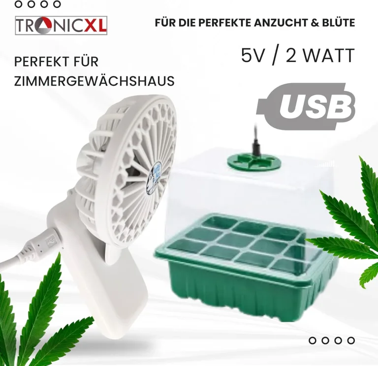 2 Stück Mini USB Ventilator Grow mit Clip Klipp Klemme Klemmventilator I Clipventilator für Zimmergewächshaus Gewächshaus klein Growbox – Bild 5