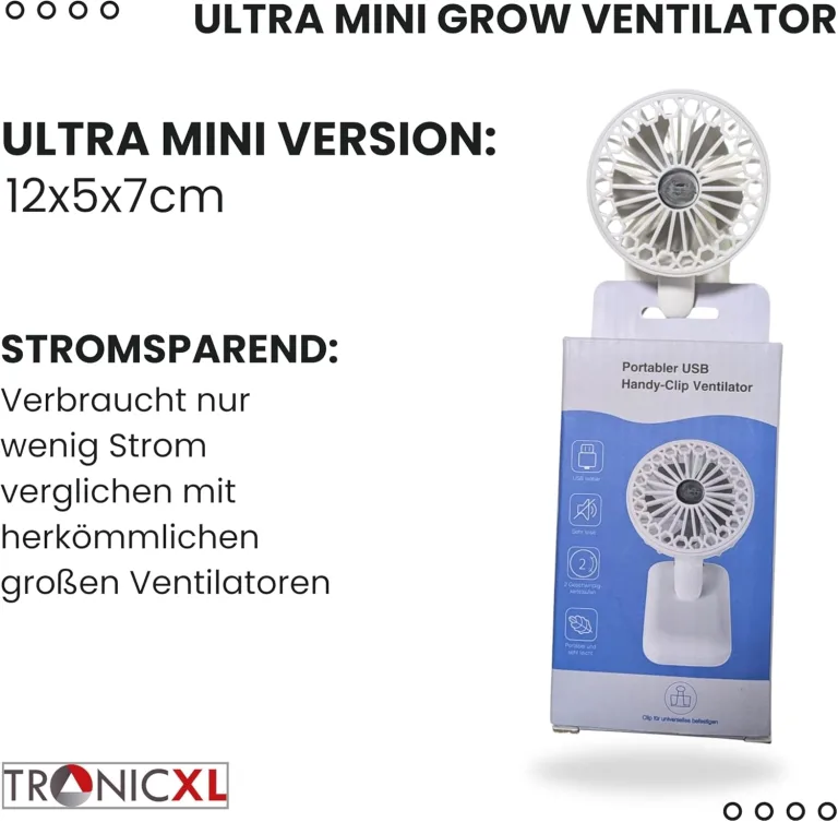 2 Stück Mini USB Ventilator Grow mit Clip Klipp Klemme Klemmventilator I Clipventilator für Zimmergewächshaus Gewächshaus klein Growbox – Bild 3