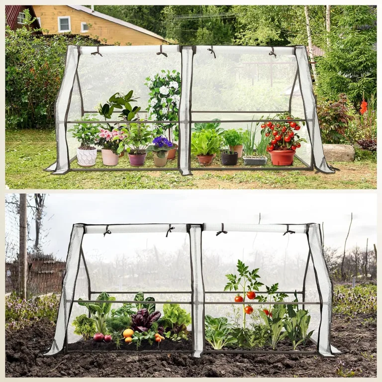 Sekey Gewächshaus Klein 180 x 90 x 90 cm, Hausform Tomatengewächshaus Stabil Winterfest, überwinterungszelt für Pflanzen Garten, Balkon, Indoor, Weiß – Bild 5