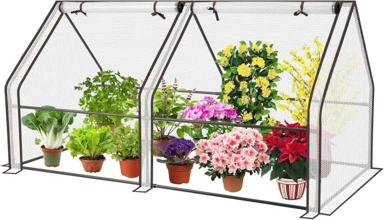 Sekey Gewächshaus Klein 180 x 90 x 90 cm, Hausform Tomatengewächshaus Stabil Winterfest, überwinterungszelt für Pflanzen Garten, Balkon, Indoor, Weiß – Bild 1