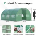 COSTWAY Gewächshaus, 4x3x2m|12m², Foliengewächshaus mit Metallgestell, Treibhaus mit 6 aufrollbaren Netzfenstern & 2 Reißverschlusstüren, Garten Folientunnel, für Tomaten Gemüse Blumen Obst, Grün - Thumbnail 6