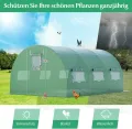 COSTWAY Gewächshaus, 4x3x2m|12m², Foliengewächshaus mit Metallgestell, Treibhaus mit 6 aufrollbaren Netzfenstern & 2 Reißverschlusstüren, Garten Folientunnel, für Tomaten Gemüse Blumen Obst, Grün - Thumbnail 3