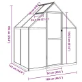 vidaXL Gewächshaus mit Fundamentrahmen, Pflanzenhaus mit Dachrinnensystem Flügeltür, Treibhaus für Pflanzen, Frühbeet, Silber Aluminimum - Thumbnail 3