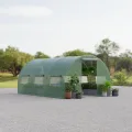 HOMASIS Gewächshaus, Foliengewächshaus mit Fenstern & Rolltor, Tunnelgewächshaus aus Metall & PE, Treibhaus Tomatengewächshaus Tomatenhaus Pflanzenhaus Anzuchthaus für Garten, Grün (Grün, 4x3x2m) - Thumbnail 2