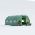 HOMASIS Gewächshaus, Foliengewächshaus mit Fenstern & Rolltor, Tunnelgewächshaus aus Metall & PE, Treibhaus Tomatengewächshaus Tomatenhaus Pflanzenhaus Anzuchthaus für Garten, Grün (Grün, 4x3x2m) - Thumbnail 1