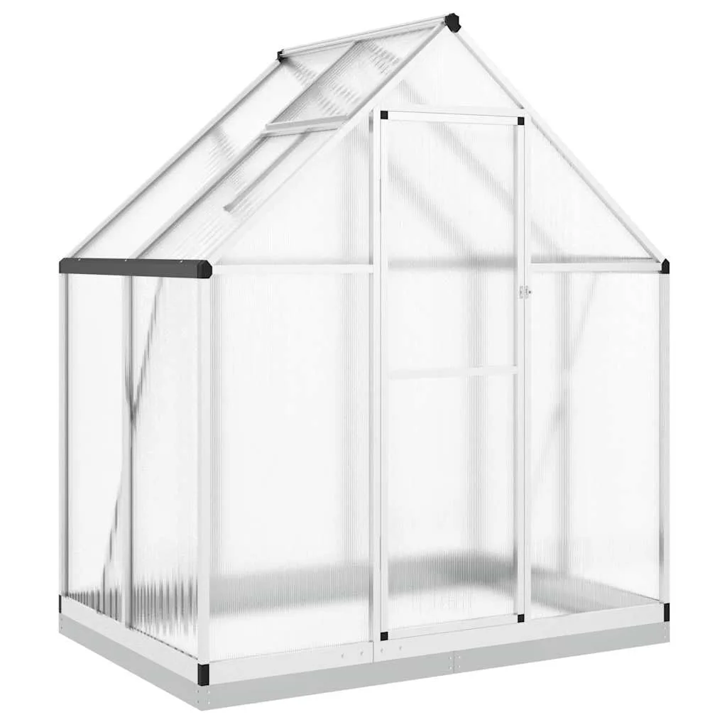 vidaXL Gewächshaus mit Fundamentrahmen, Pflanzenhaus mit Dachrinnensystem Flügeltür, Treibhaus für Pflanzen, Frühbeet, Silber Aluminimum - Bild 1
