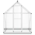 vidaXL Gewächshaus mit Fundamentrahmen, Pflanzenhaus mit Dachrinnensystem Flügeltür, Treibhaus für Pflanzen, Frühbeet, Silber Aluminimum - Thumbnail 9