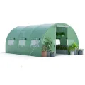 GOPLUS 4x3x2m Gewächshaus mit Metallrahmen, 12m² Gartengewächshäuser mit 6 Fenstern & 2 Türen, Foliengewächshaus für Bauernhof, Hinterhof & Garten (4x3x2m) - Thumbnail 7