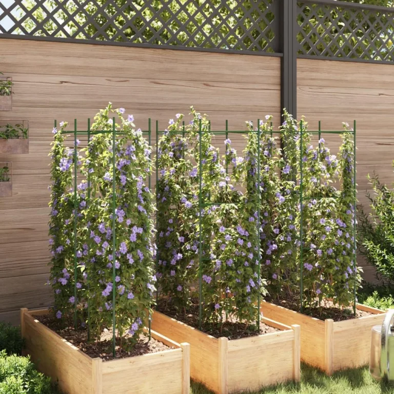 vidaXL Tomatenkäfige 4 STK., Tomatenkäfig für Garten Gewächshaus, Rankhilfe für Tomaten Kletterpflanzen, Pflanzenkäfig Pflanzenstütze, Stahl PP – Bild 3