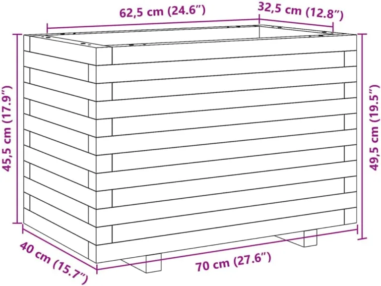 vidaXL Pflanzkübel, Blumenkübel mit Holzrahmen, Blumenkasten für Terrasse Garten, Pflanzkasten Hochbeet Pflanzgefäß, Weiß Massivholz Kiefer – Bild 4