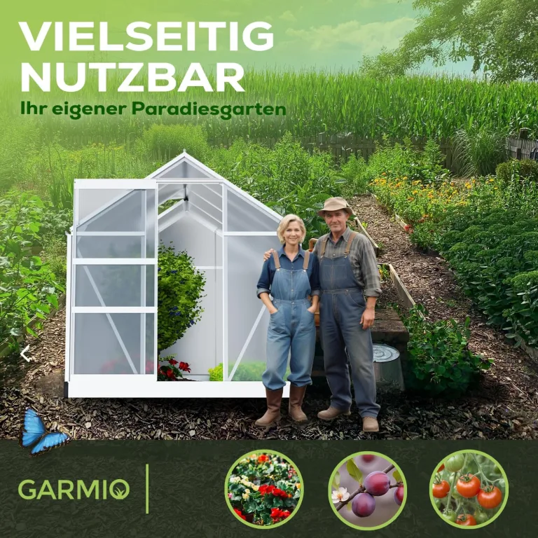 Gewächshaus Neapel 250x190cm für den Garten, Alu Frühbeet inklusive Fundament, 2 Dachfenster Treibhaus Aufzucht Pflanzenhaus Tomatenhaus 4,75m² UV-Schutz – Bild 4