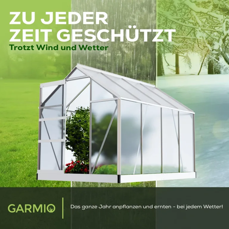 Gewächshaus Neapel 250x190cm für den Garten, Alu Frühbeet inklusive Fundament, 2 Dachfenster Treibhaus Aufzucht Pflanzenhaus Tomatenhaus 4,75m² UV-Schutz – Bild 8