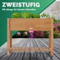 Casaria® Hochbeet 100x40x84cm FSC®-Zertifiziert Akazie 2stufig witterungsbeständig Massiv Holz Ablageboden Folie Kräuterbeet Pflanzkasten Beet Braun - Thumbnail 5