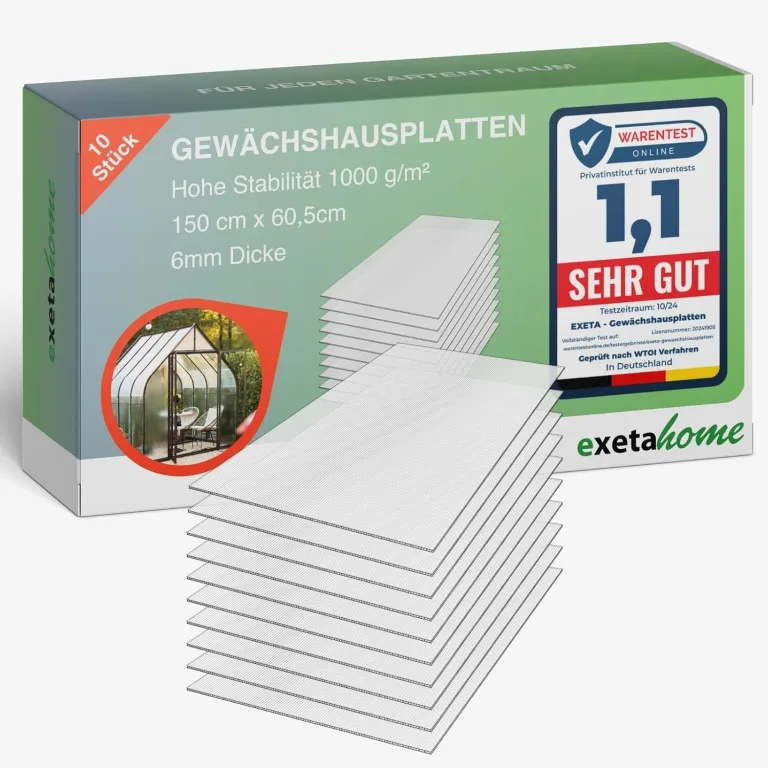 10x Gewächshausplatten 6mm I Polycarbonat Hohlkammerplatten für Gewächshäuser I PC Doppelstegplatten UV-beständig & bruchsicher I für Garten, Frühbeet uvm I 60,5cm x 150cm I Transparent – Bild 1
