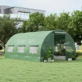 RELAX4LIFE Gewächshaus 4x3x2m-12m², Foliengewächshaus mit 6 Fenstern & 2 Reißverschlusstüren, Tunnelgewächshaus aus Metallrahmen & PE Folie, Treibhaus für Gemüse und Blumen,Grün - Thumbnail 6