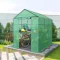 Ribelli Foliengewächshaus, Gewächshaus mit Aufrollbarer Tür, Tomatengewächshaus 143x195x213 cm, 4 Regale Treibhaus, Winterfest PE-Gitterfolie, Gartenhaus für Pflanzen, Gemüse, Blumen, Grün - Thumbnail 7