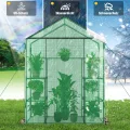 Ribelli Foliengewächshaus, Gewächshaus mit Aufrollbarer Tür, Tomatengewächshaus 143x195x73 cm, 4 Regale Treibhaus, Winterfest PE-Gitterfolie, Gartenhaus für Pflanzen, Gemüse, Blumen, Grün - Thumbnail 5