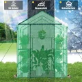 Ribelli Foliengewächshaus, Gewächshaus mit Aufrollbarer Tür, Tomatengewächshaus 143x195x143 cm, 4 Regale Treibhaus, Winterfest PE-Gitterfolie, Gartenhaus für Pflanzen, Gemüse, Blumen, Grün - Thumbnail 5